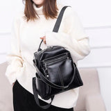 Women's PU Leather Backpack Shoulder Bag Multifunctional School Retro Y41