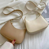 Retro Solid PU Leather Shoulder Bag Casual Women Handbags