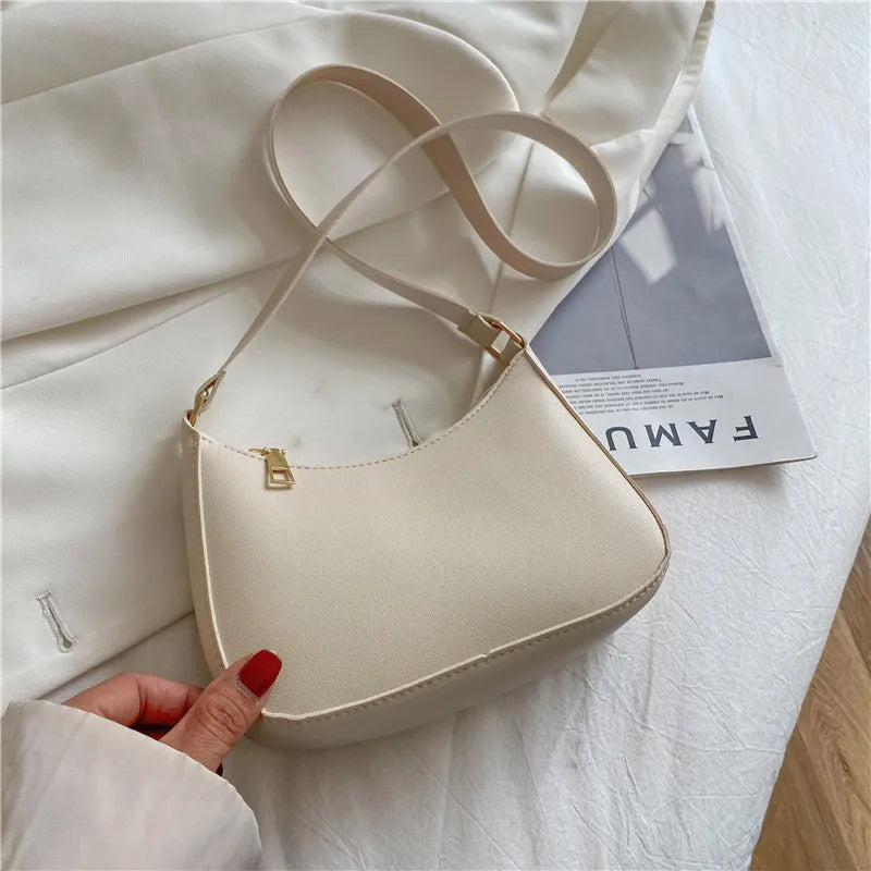 Retro Solid PU Leather Shoulder Bag Casual Women Handbags