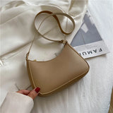 Retro Solid PU Leather Shoulder Bag Casual Women Handbags