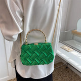 Women's Woven Chain One Shoulder Crossbody Bag Handbag Versatile Work