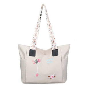 Embroidery Totes Bags Large Capacity Waterproof Oxford Cloth Hand Shopping Bags