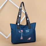 Embroidery Totes Bags Large Capacity Waterproof Oxford Cloth Hand Shopping Bags
