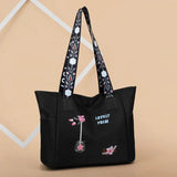 Embroidery Totes Bags Large Capacity Waterproof Oxford Cloth Hand Shopping Bags