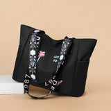 Embroidery Totes Bags Large Capacity Waterproof Oxford Cloth Hand Shopping Bags