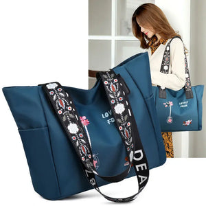 Embroidery Totes Bags Large Capacity Waterproof Oxford Cloth Hand Shopping Bags