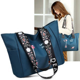 Embroidery Totes Bags Large Capacity Waterproof Oxford Cloth Hand Shopping Bags