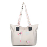 Embroidery Totes Bags Large Capacity Waterproof Oxford Cloth Hand Shopping Bags