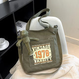 Women's Canvas Messenger Bag Casual Large Capacity Vintage Tote Crossbody