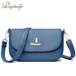 Women's High PU Leather Messenger Bag Flap Handbag