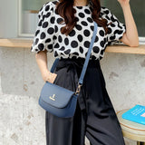 Women's High PU Leather Messenger Bag Flap Handbag