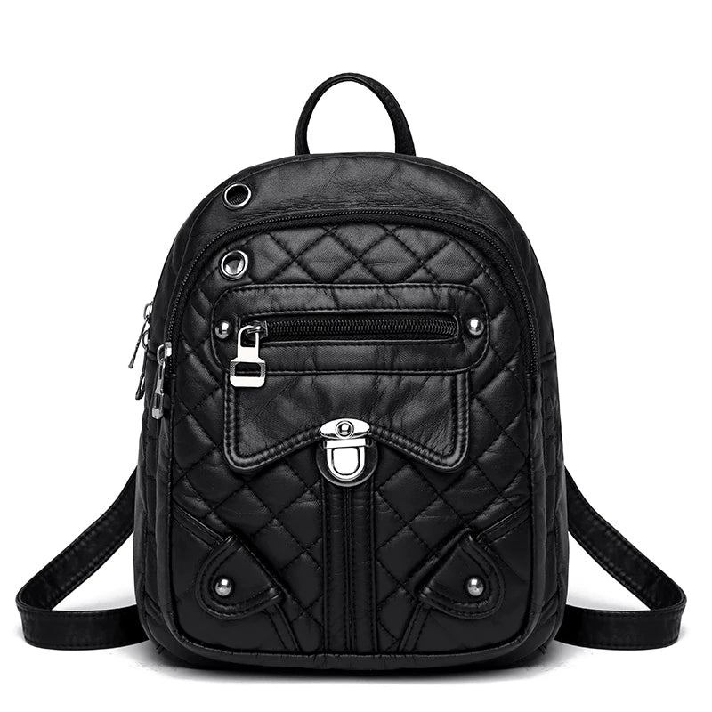 Women's Small Shoulder Bags Soft Leather Ladies Backpack Multifunctional