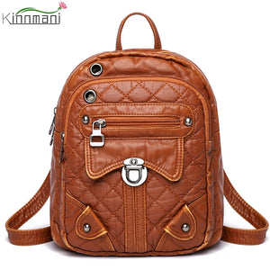 Women's Small Shoulder Bags Soft Leather Ladies Backpack Multifunctional