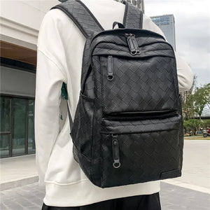 Woven Backpack Leisure Travel Large Capacity Men's School Bag