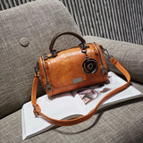 Flowers Pendant Boston Bags for Women PU Crossbody Bag