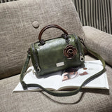 Flowers Pendant Boston Bags for Women PU Crossbody Bag