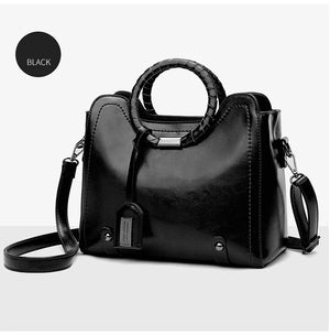 Women Oil Wax Leather Handbags High Shoulder Bags