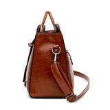 Women Oil Wax Leather Handbags High Shoulder Bags