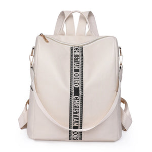 PU Ladies Strap Shoulder Bag Large Travel Backpack Letters Backpack
