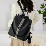PU Ladies Strap Shoulder Bag Large Travel Backpack Letters Backpack