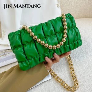 Thick Chain Small Clutch Crossbody Bag Green