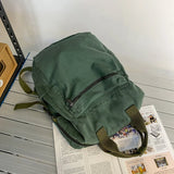 Double Zipper Canvas Backpack High Capacity School Shoulder Bags