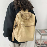 Double Zipper Canvas Backpack High Capacity School Shoulder Bags