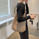 Women Shoulder Bags Casual PU Leather Daily Bucket Soft Surface Big Pockets Mult