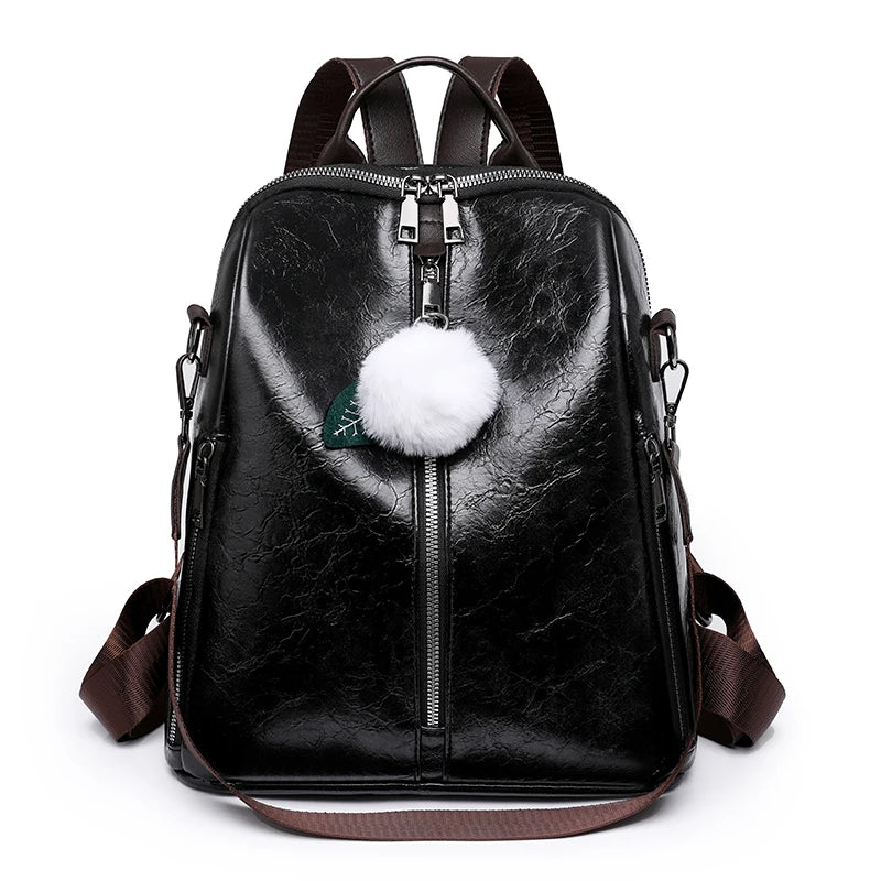 Casual Women PU Backpack Large Pockets High Capacity Students Girl Shoulder Bags