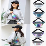 PU Beach Banana Hip Waist Bag Women Belt Bag Holographic Phone Pouch