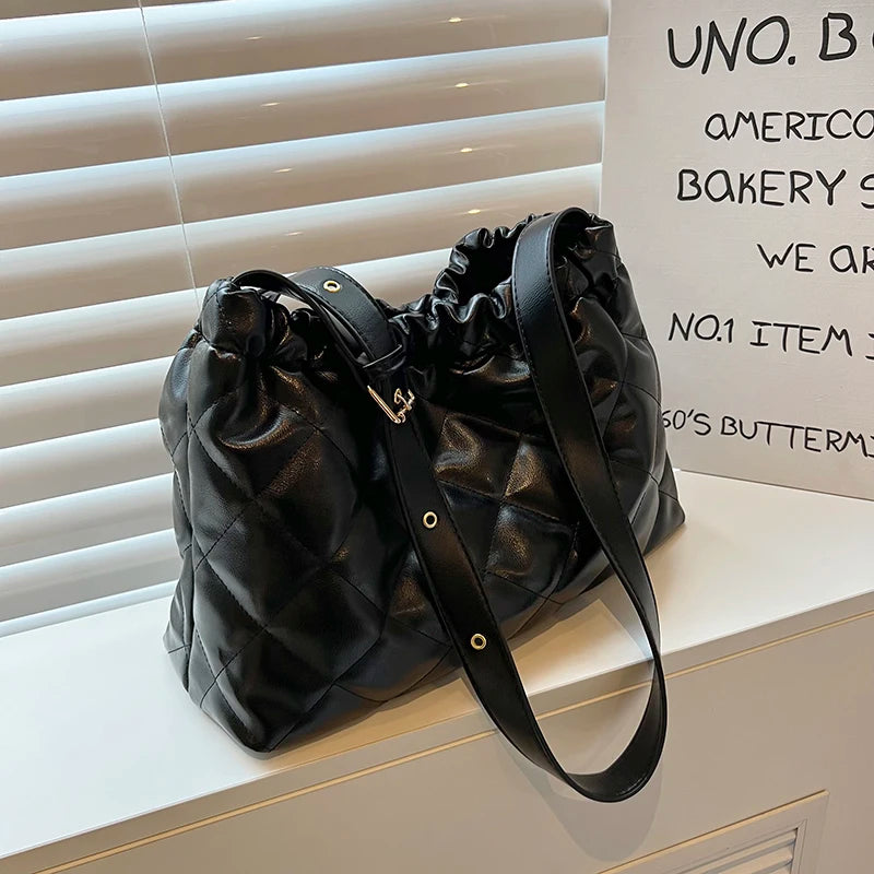 High Capacity Winter Tote Leather Handbag Women Shoulder