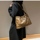 High Capacity Winter Tote Leather Handbag Women Shoulder