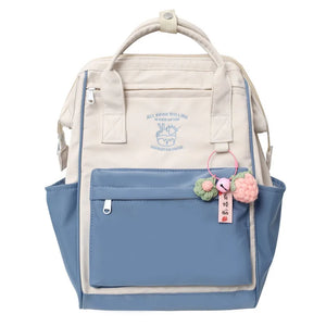 Patchwork Nylon Backpack for Women Men Girls Boys Large School Bag