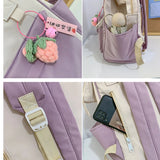 Patchwork Nylon Backpack for Women Men Girls Boys Large School Bag