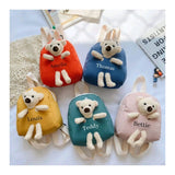 Personalised Kids Bear Backpack Any Name Plush Bag Boys/Girls