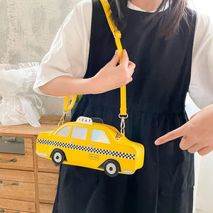 Yellow Taxi Crossbody Cartoon Purse