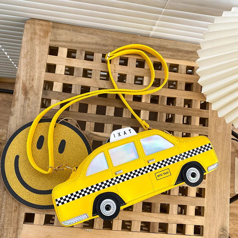 Yellow Taxi Crossbody Cartoon Purse