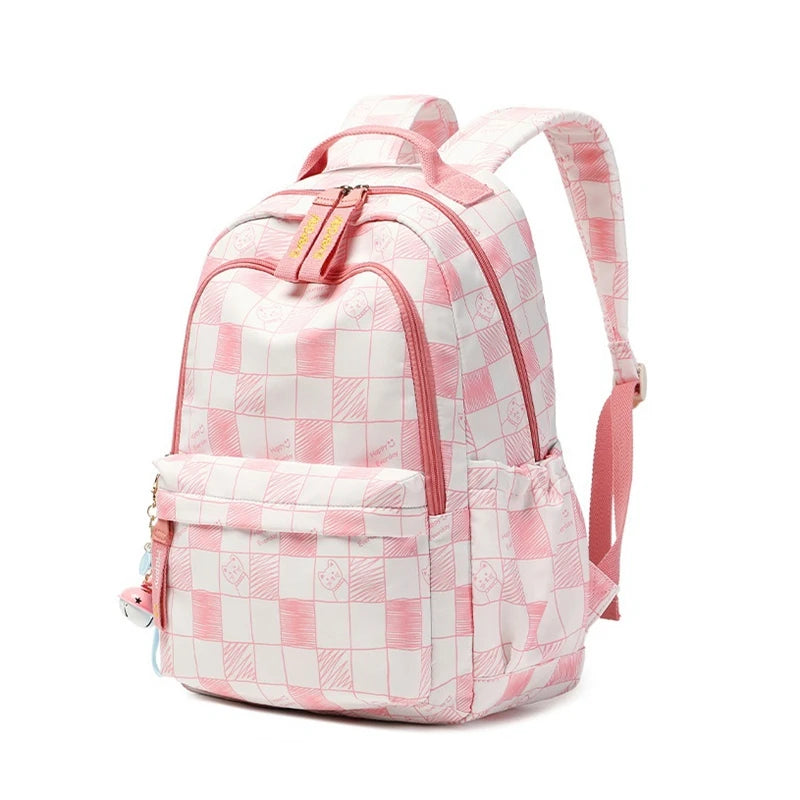 Pink Plaid School Bag for Girls Mochilas Backpack Girl Para Estudiantes