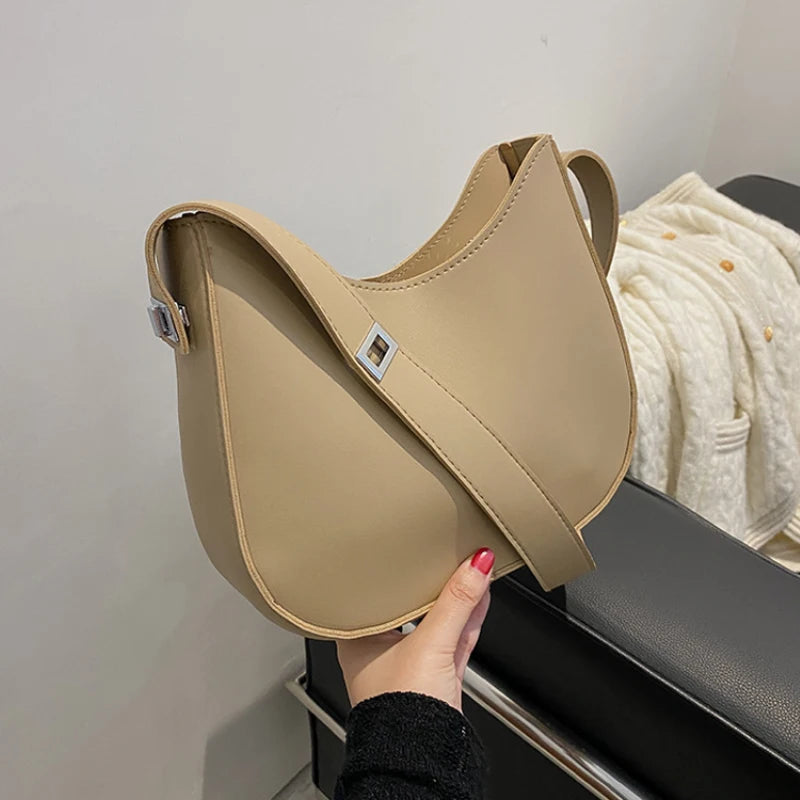 PU Solid Leather Shoulder Bags Women Handbags Casual Ladies CrossBody Bag