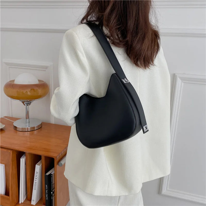 PU Solid Leather Shoulder Bags Women Handbags Casual Ladies CrossBody Bag