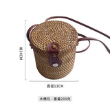 Hand Woven Rattan Basket Bag Bohemian Casual Women Solid Circular