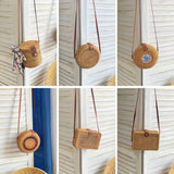 Hand Woven Rattan Basket Bag Bohemian Casual Women Solid Circular