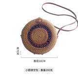 Hand Woven Rattan Basket Bag Bohemian Casual Women Solid Circular