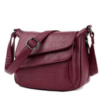Red Autumn Bag Leather Handbags Women Bags Female Shoulder Messenger Bag