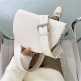 Vintage Leather Saddle Bag Women's Crossbody Handbag