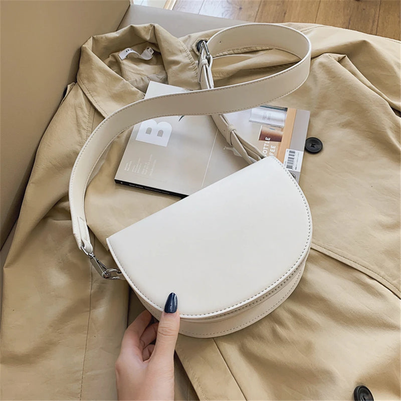 Vintage Leather Saddle Bag Women's Crossbody Handbag