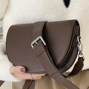 Vintage Leather Saddle Bag Women's Crossbody Handbag