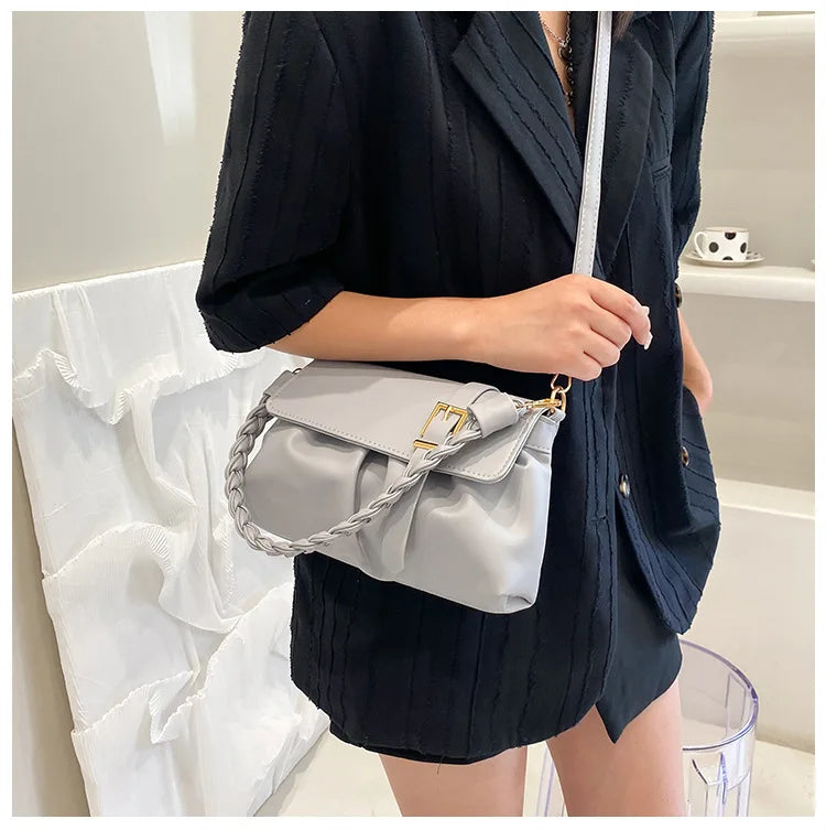 Retro Lady Flip-top Bag Soft Leather One Shoulder Bag Hand Bags For Women