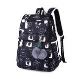 Girls Laptop Backpack USB School Bag Cat Backpack