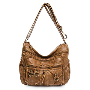Vintage Crossbody Bag Brown Soft Shopper Bag